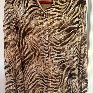 Elie Tahari Zebra Print Blouse - Brown and Cream